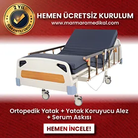 KİRALIK MARCARE SERİSİ MARMARA ÇİFT MOTOR SİSTEMLİ ALÜMİNYUM KORKULUKLU HASTA KARYOLASI