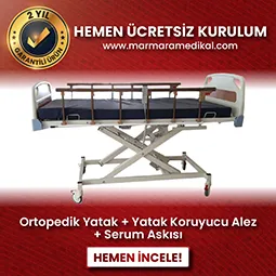 3 Motorlu Asansörlü Hasta Karyolası Alüminyum Korkuluklu